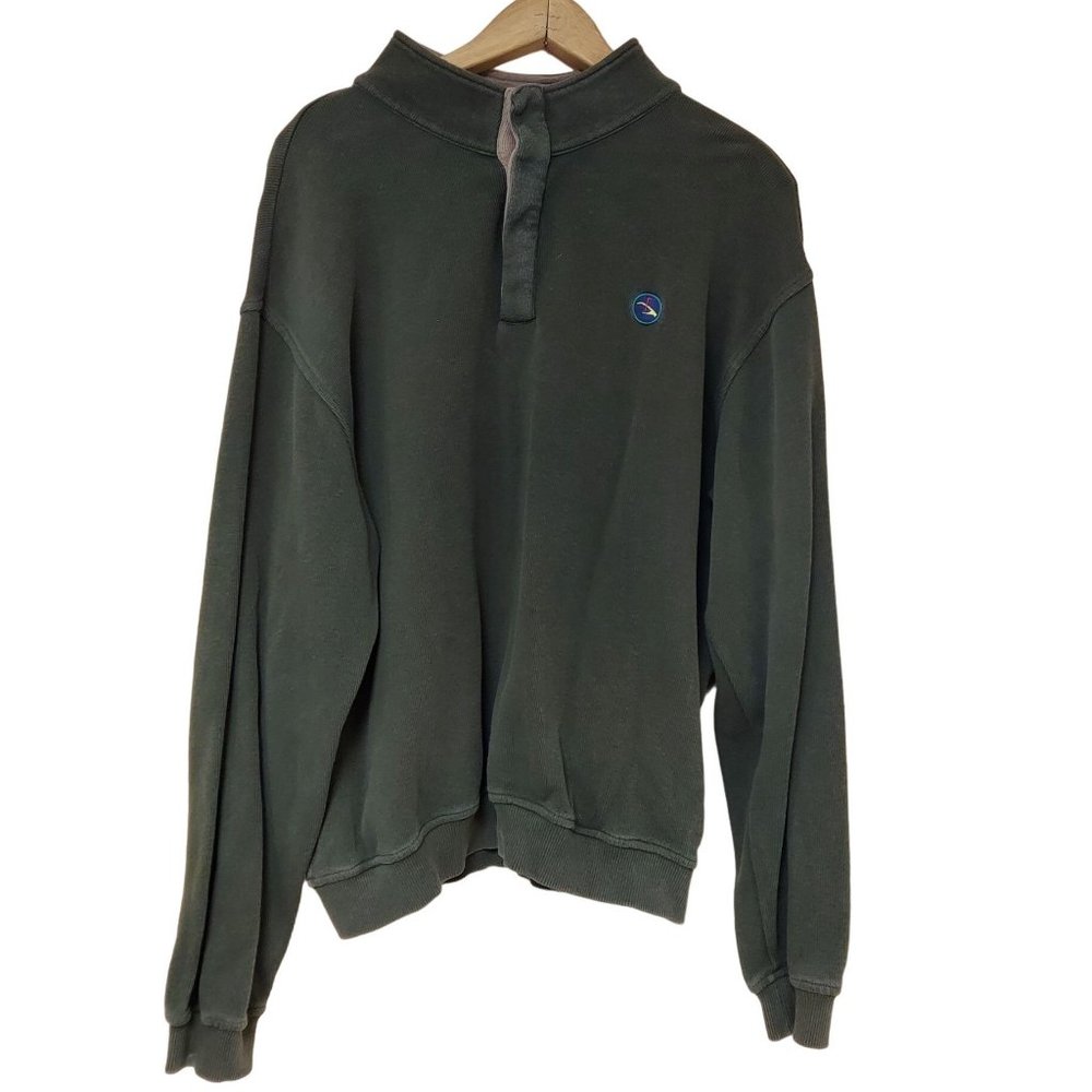 Gear For Sports Sweater Mens Large Mockneck Henley Pullover Green Golf Logo
